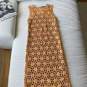 ZARA LONG FLORAL KNIT DRESS